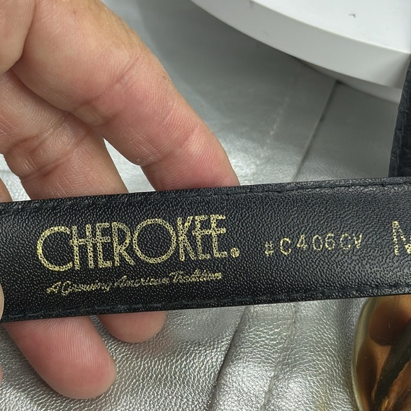 (H) Cherokee vintage Y2K, Black Belt with Gold Buckle, Size M. - Picture 6 of 14